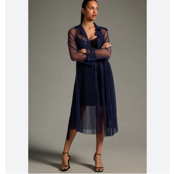 Brand New DOLAN SHEER DOT TULLE TRENCH COAT - Picture 1 of 8